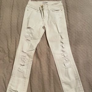 Frame White Ripped Skinny Jeans